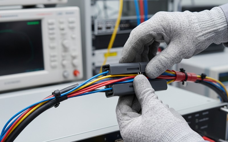 engineer installing ferrite core
