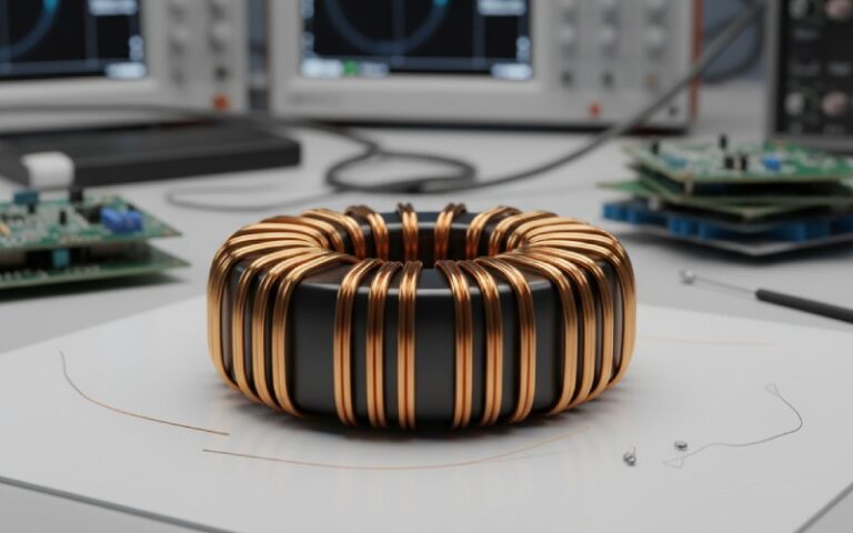 実験台上のトロイダルトランス