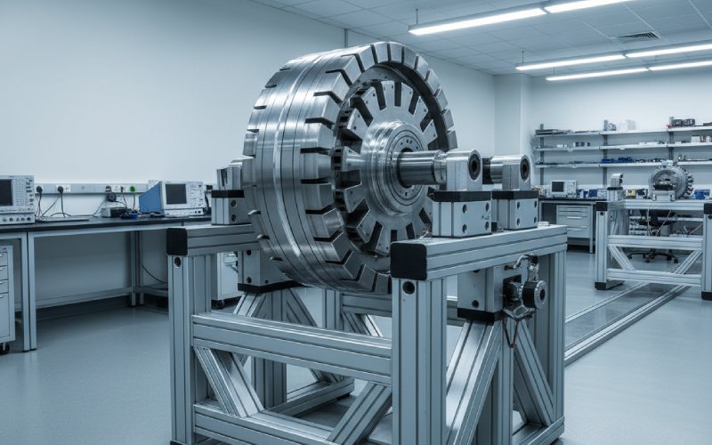 Assembled rotor on test stand