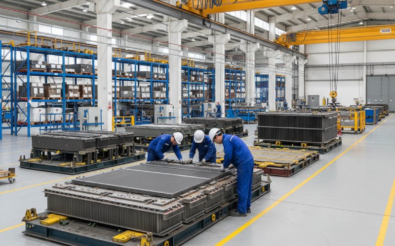 Montage van stap-lap transformatorkernen