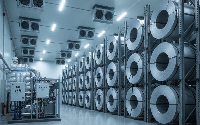 Coated steel coils in dry room