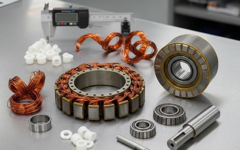 Demontierter Stator und Rotor des Motors