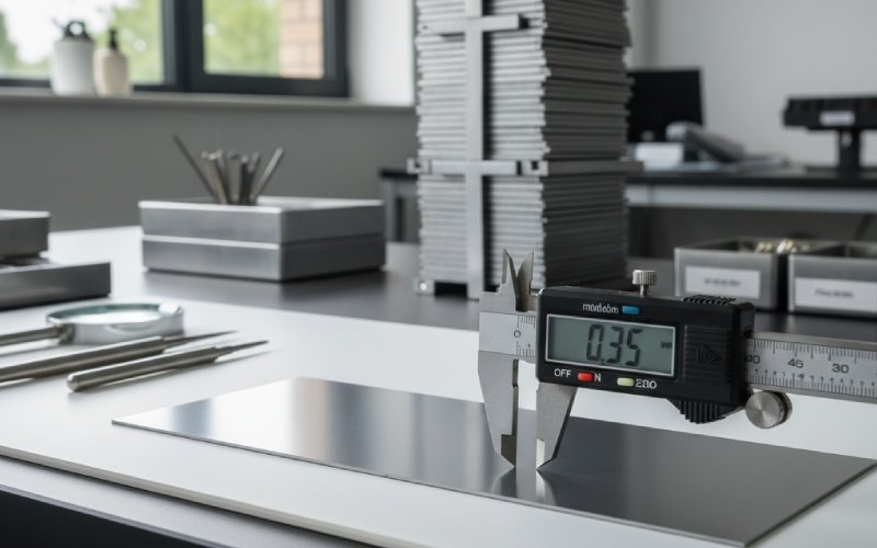 Het meten van de dikte van transformatorlamellen