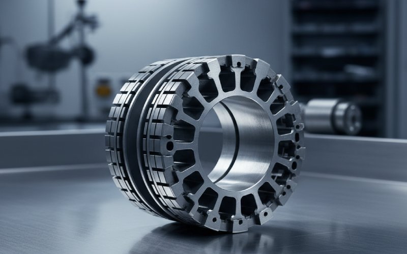 Rotor core on lab bench