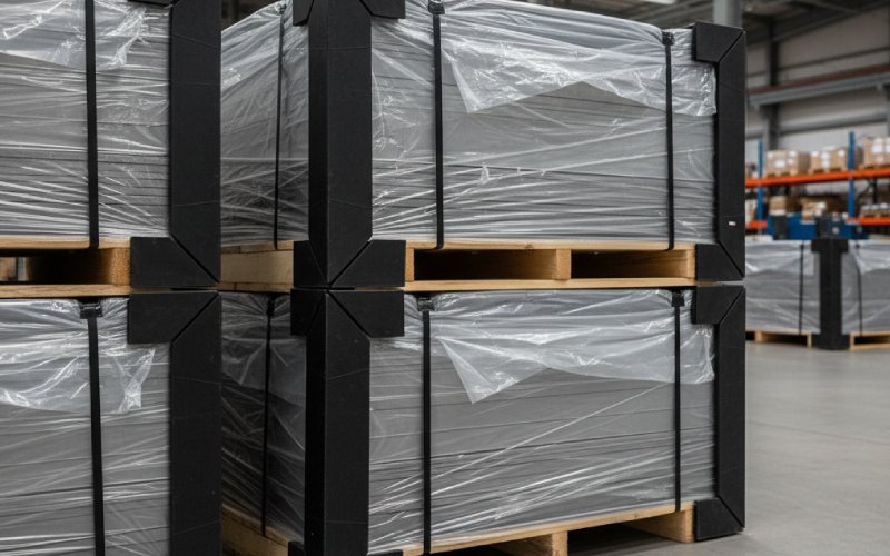Wrapped lamination stacks on pallet