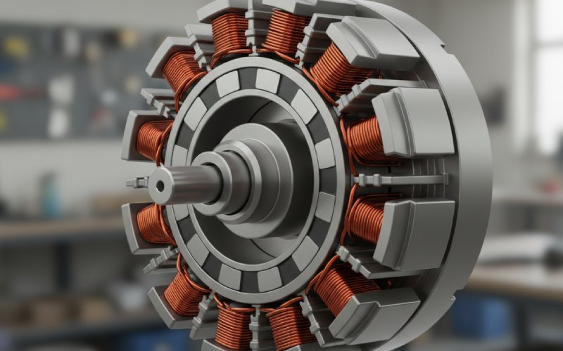 close-up scheve stator- en rotortanden