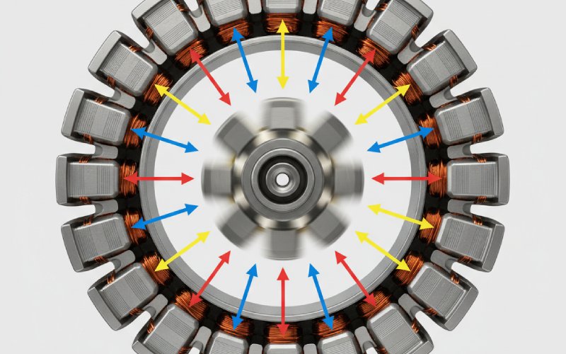 radiale krachten in de sleuven van de stator