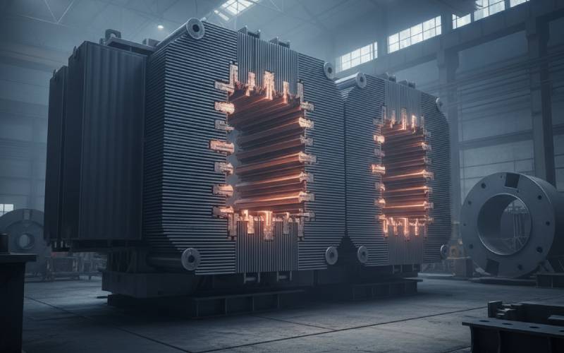 Transformatorkern mit heißen Verbindungen