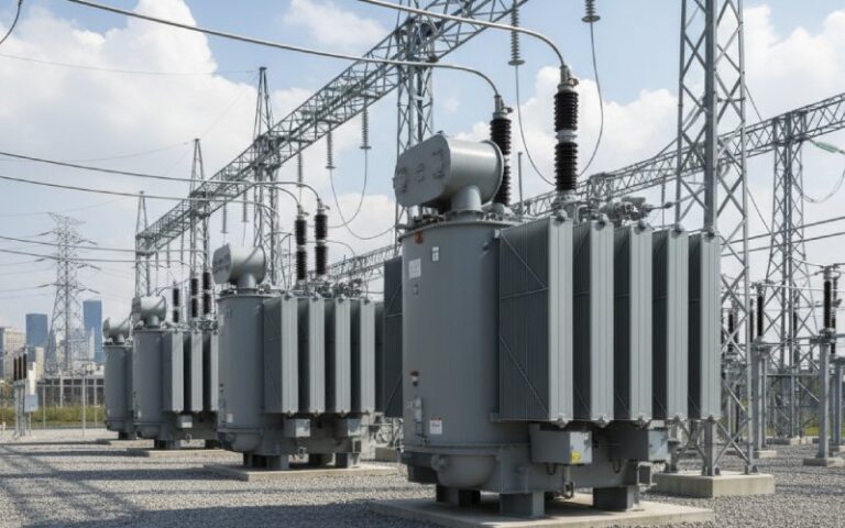 High voltage substation with power transformers
