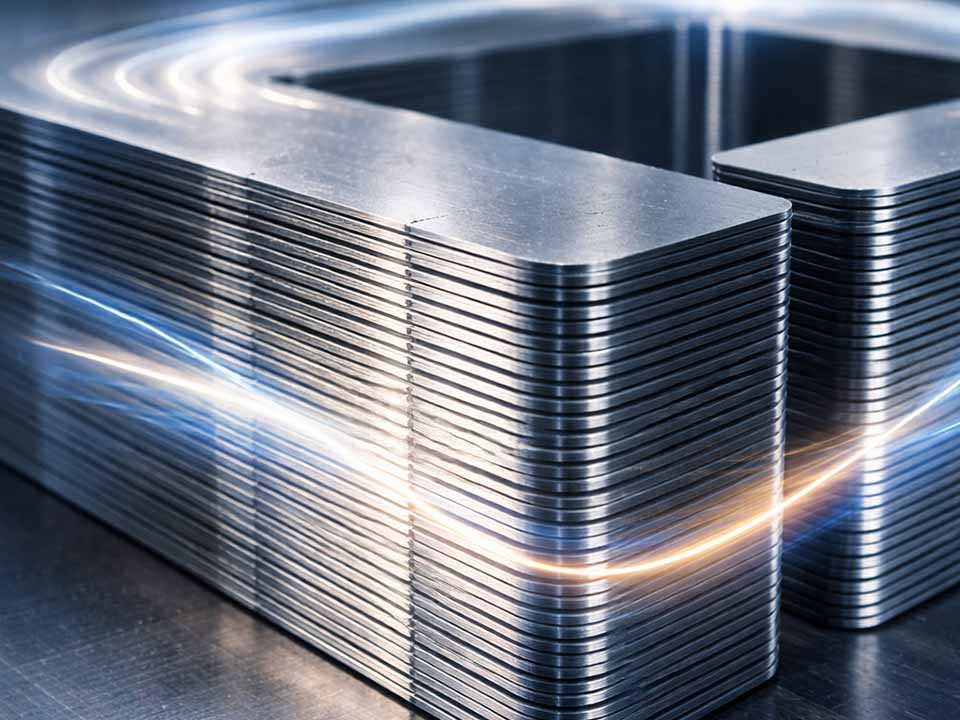 Tôles de transformateur enrobées empilées