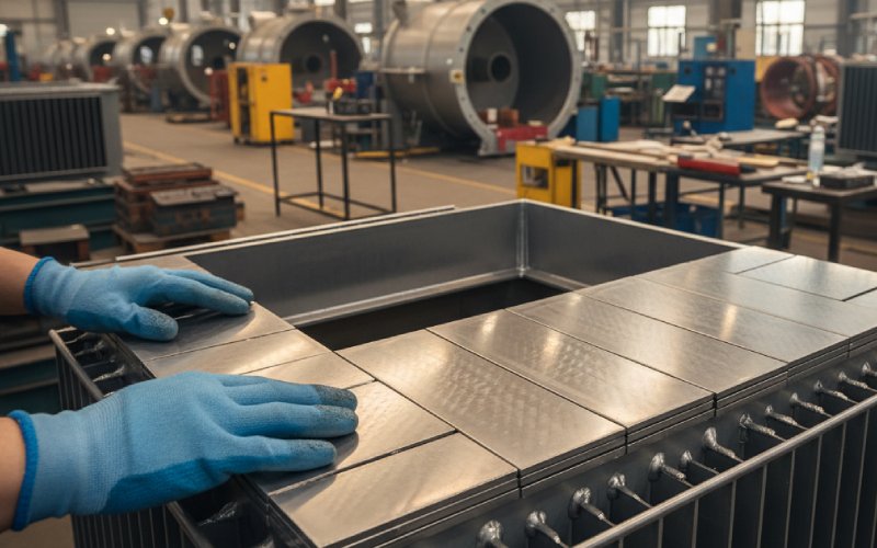 engineer stacking CRGO laminations