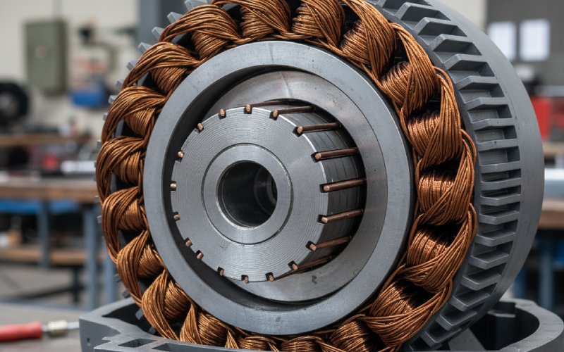 motor cross section with laminations