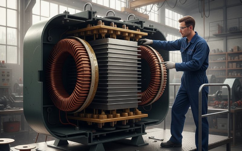 technician inspecting bonded core