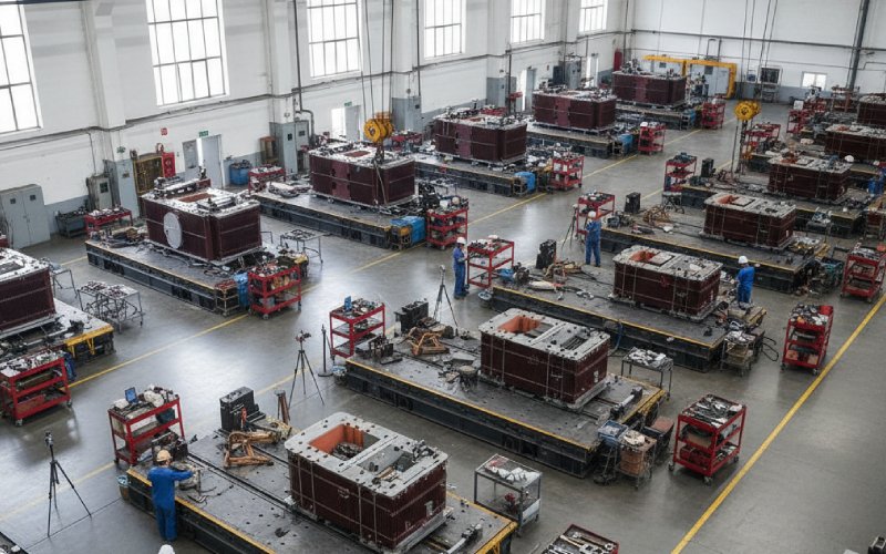 Transformer core assembly area from above