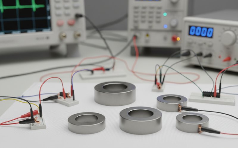 nanocrystalline toroidal cores on bench