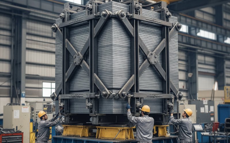 transformer core clamping in factory