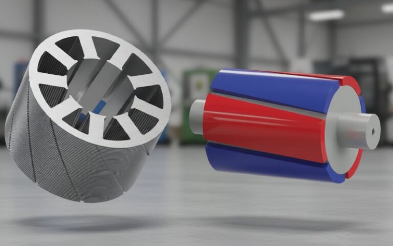 Skewed rotor lamination stack