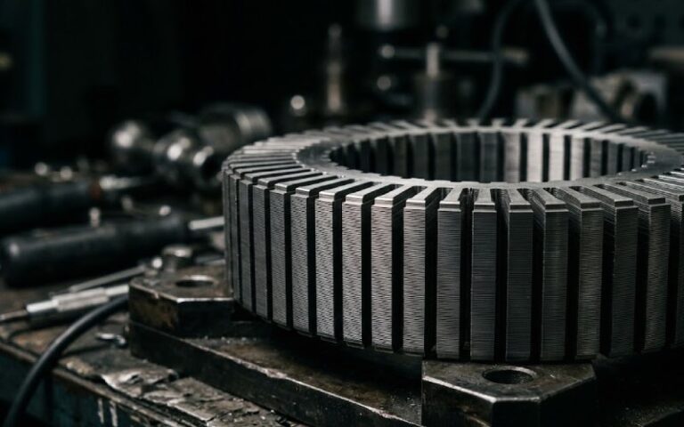 A highly detailed, realistic view of a humanoid robot's shoulder and upper arm joint assembly in a clean, professional workshop environment. The assembly features exposed, sophisticated mechanical linkages, titanium and carbon fiber textures, and visible heavy-duty motor housings integrated into the frame. The lighting is cinematic, accentuating the metallic sheen and the complex mechanical design. No human, no backgrounds showing text, no words, no letters, no watermark. --ar 8:5 --no text, textless, words, letters, labels, symbols, sign