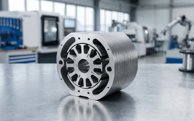 induction motor rotor lamination component in a factory setting