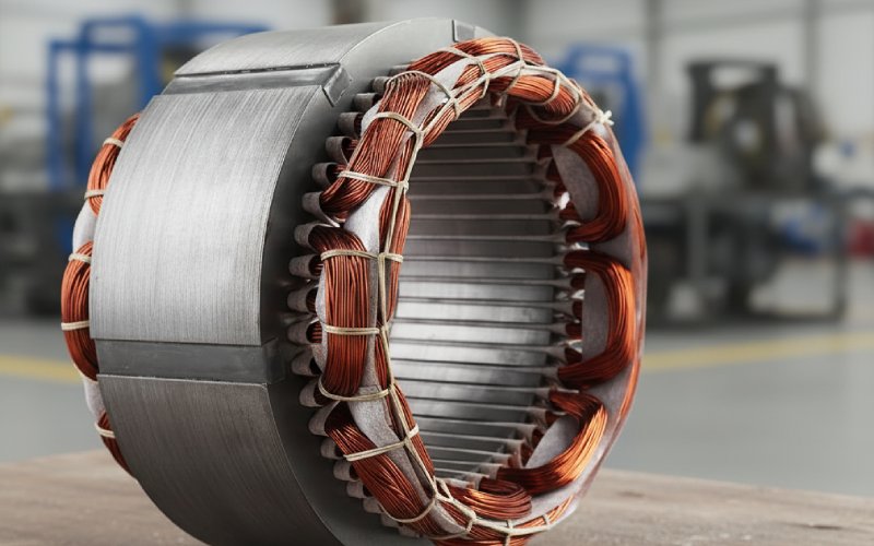 thin motor lamination stack closeup