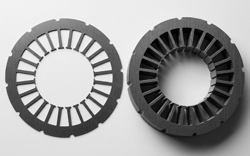 Finished motor lamination and aligned lamination stack