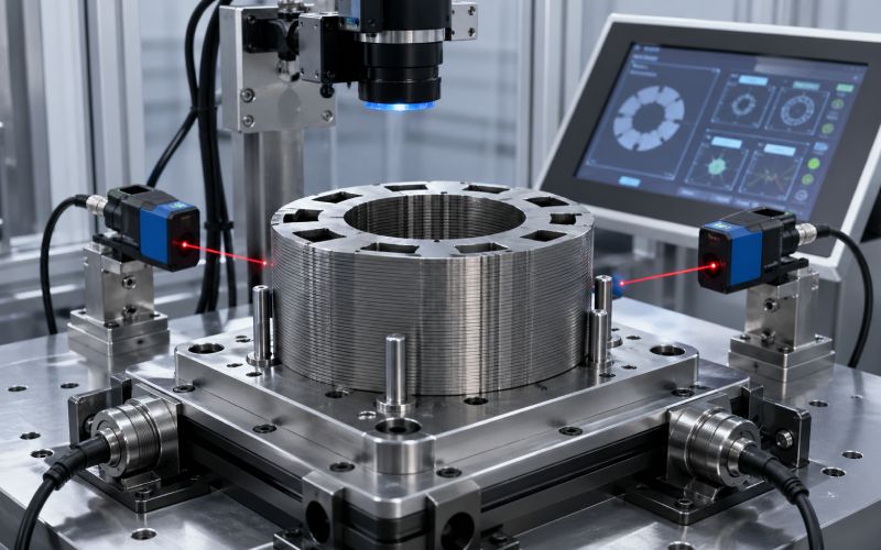 Motor lamination stack inspected by sensors