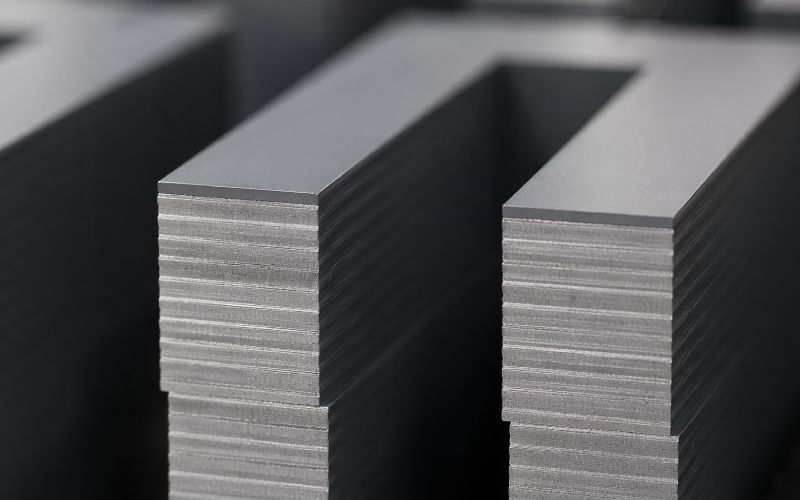 superfici di laminazione verniciate a polvere epossidica e bordi in acciaio esposti