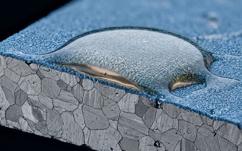 lubricant droplet interacting with the thin insulation coating on electrical steel
