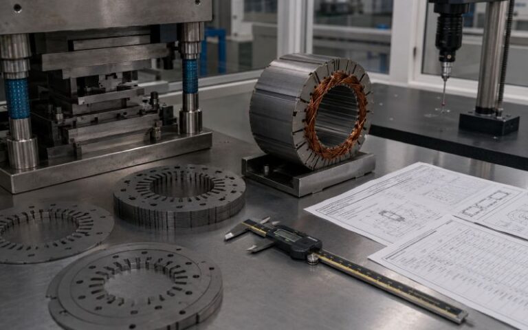 Motor lamination stack inspection with tooling
