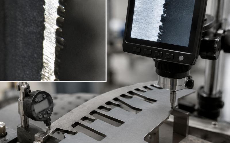 inspection of burr height on stamped electrical steel lamination edge