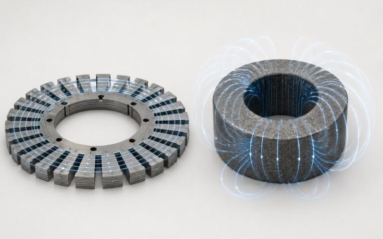 laminated steel core and powder metallurgy magnetic core