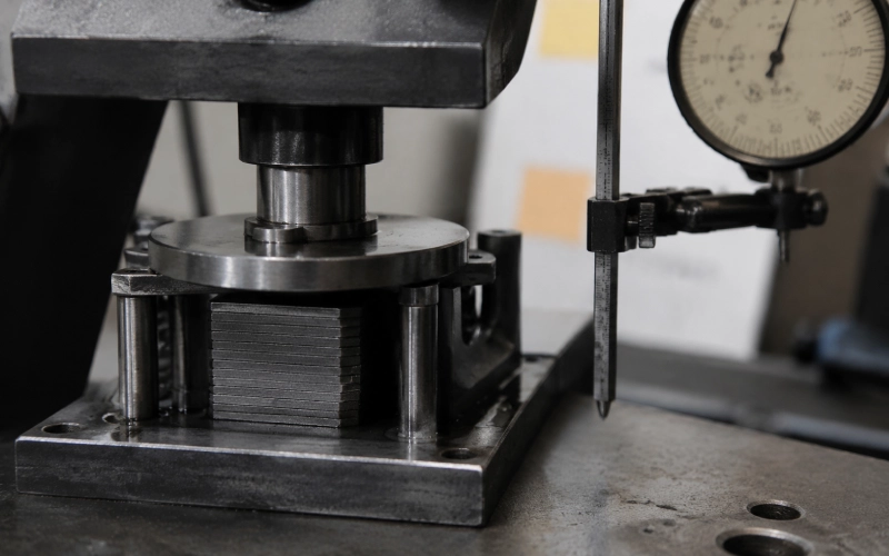 Lamination stack height measured under compression