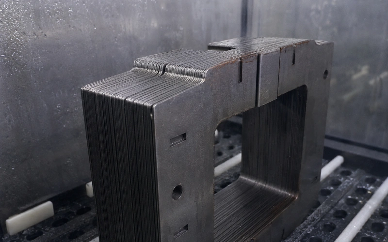 Electrical steel lamination stack in salt spray testing