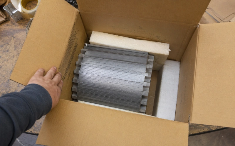 Lamination stack with unsafe movement space inside a shipping carton