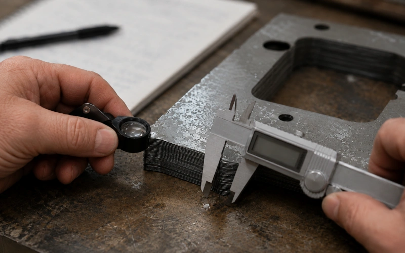 Measuring corrosion on a tested lamination stack