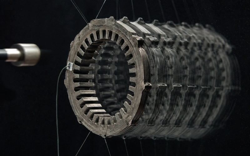 Modal impact test on a bare stator core